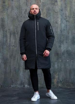 Мужская зимняя теплая парка куртка удлиненная длинная черная хаки графит зима люкс качества после платья наложка s m l xl xxl2 фото