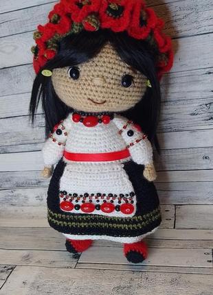 Інтер'єрна лялька україночка українка в'язана іграшка в'язана лялька6 фото