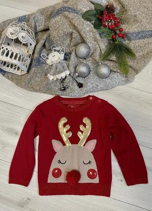 Новорічний светр, кофта новорічна  9-12 місяців [86 см]