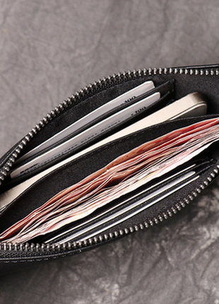 Мужской кожаный клатч кошелек натуральная кожа, мужской черный портмоне9 фото