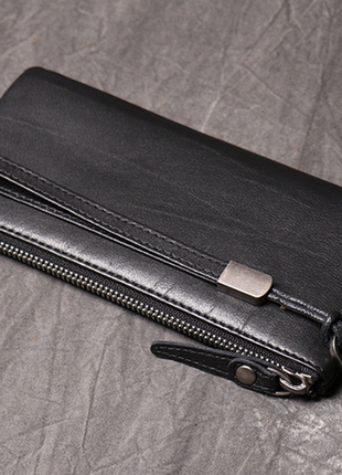 Чоловічий шкіряний клатч гаманець натуральна шкіра, чоловіче чорний портмоне1 фото