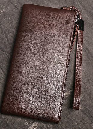 Мужской кожаный клатч-шум натуральная кожа, мужской портмоне коричневый