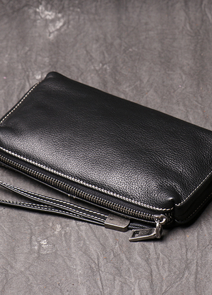 Мужской кожаный клатч кошелек на молнии, натуральная кожа портмоне3 фото