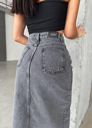 Женская джинсовая юбка серая4 фото