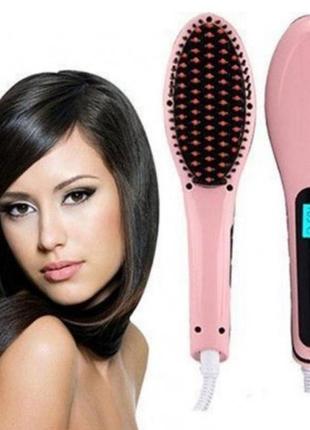 Расческа выпрямитель fast hair straightener. цвет: розовый4 фото