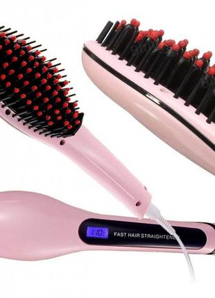Расческа выпрямитель fast hair straightener. цвет: розовый7 фото