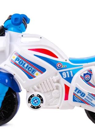 Мотоцикл поліція технок 5125 біло-синій каталка дитячий мотобайк біговел велобіг толокар для дітей5 фото