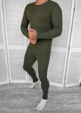 Термобілизна тактична чоловіча комплект (кофта +штани) хакі  + шапка3 фото
