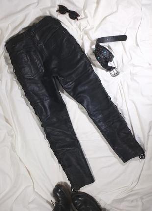 Вінтажні шкіряні мото байкерські стильні штани takai стиль панк рок н рол8 фото