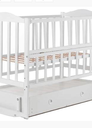 Кровать babyroom зайчонок zl-301 маятник продольного качания, ящик, откидной бок белый1 фото