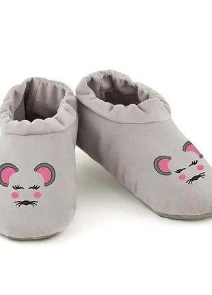 Домашние тапочки-сапожки мишки,домашние тапочки с вышивкой мышка,детские тапочки с...