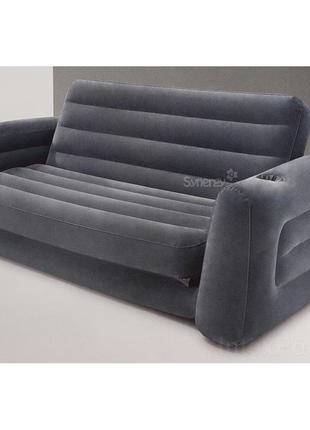 Надувний диван intex 66552, 203 х 224 х 66 см. флокований диван трансформер 2 в 1