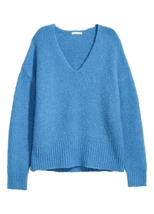 Теплый голубой оверсайз свитер джемпер смесь шерсти альпаки h&amp;m1 фото