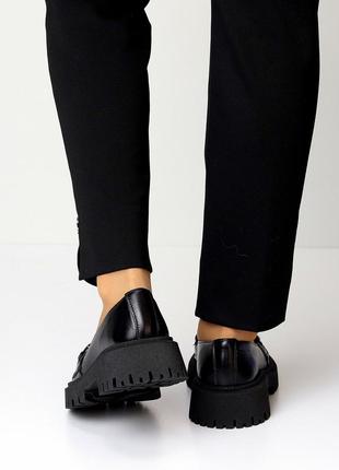 Удобные черные кожаные туфли лоферы натуральная кожа цвет на выбор6 фото