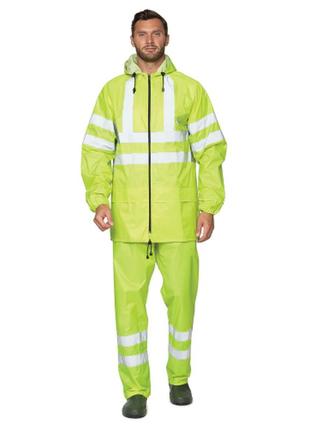 Спеціальний вологозахисний сигнальний костюм зі світловідбивною стрічкою лимонного кольору для подорожників bf4 фото