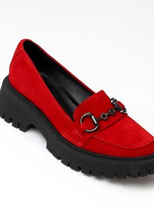 Яркие красные замшевые туфли лоферы натуральная замша цвет на выбор2 фото