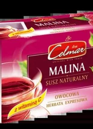 Чай фруктовий celmar зі смаком малини малина в пакетах (саше) 20 шт., 34 г, польща, з вітаміном с
