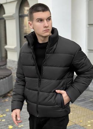 Куртка зимняя мужская короткая до -20*с теплая bubble зима черная пуховик мужской зимний