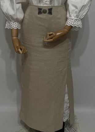 Австрия винтаж винтажная льняная длинная юбка макси с разрезом металлическим украшением этно этническая юбка готический стиль5 фото