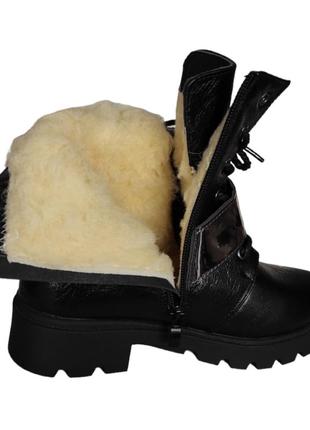 Зимние ботинки черные на каблуке для девочки4 фото