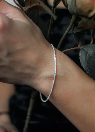 Браслет-цепочка серебряный из плетения гипсофила, браслет минимализм, серебро 925 пробы