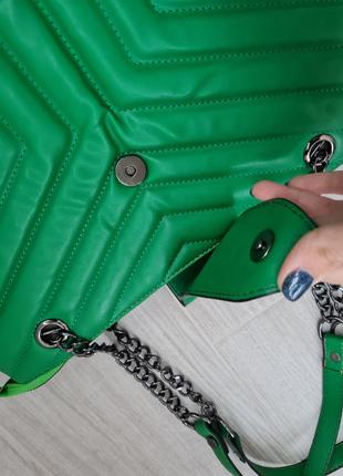 Женская зеленая сумка яркая большая4 фото