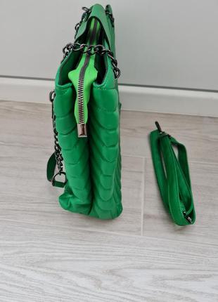 Женская зеленая сумка яркая большая3 фото