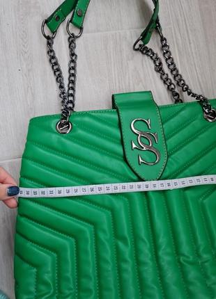 Женская зеленая сумка яркая большая9 фото