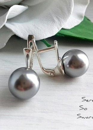 Класичні сережки з перлами swarovski1 фото