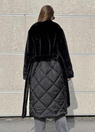 Зимнее пальто с эко-мехом пв-333 черный4 фото