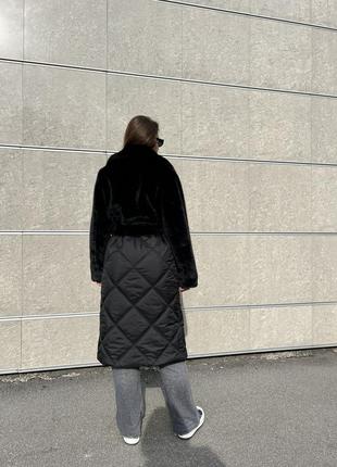 Зимнее пальто с эко-мехом пв-333 черный7 фото