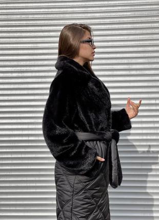 Зимнее пальто с эко-мехом пв-333 черный8 фото