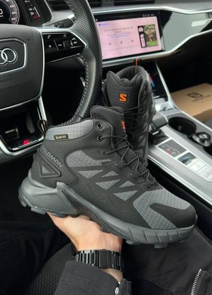 Зимние ботинки salomon gore-tex high gray black fur8 фото