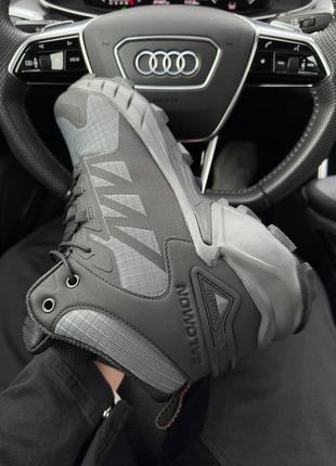 Зимние ботинки salomon gore-tex high gray black fur6 фото