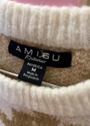 Бежевый свитер в гусиную лапку amisu m4 фото