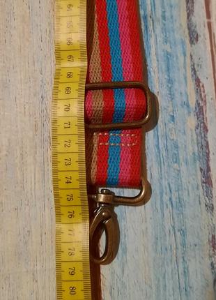 Ремень для сумки текстильный на карабинах ручка полосатый цветной разноцветный5 фото