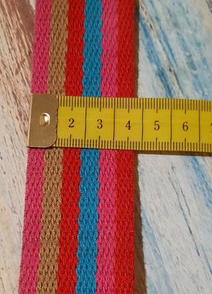 Ремінь для сумки текстильний на карабінах ручка смугастий кольоровий7 фото