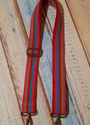Ремінь для сумки текстильний на карабінах ручка смугастий кольоровий2 фото