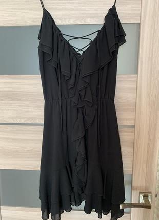 Летнее черное шифоновое платье h&m1 фото