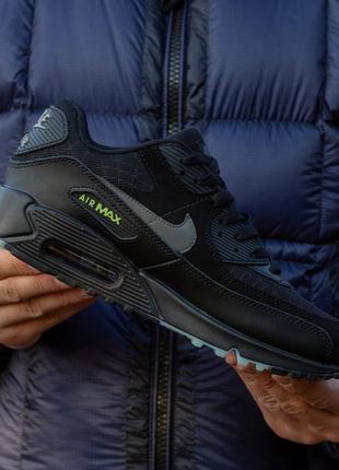 🍁🍀nike air max 90 black grey green🍀🍁 кросівки найк аір макс 90 чорні, кроссовки мужские найк еир макс 90, кросівки чоловічі осінь - весна найк 90