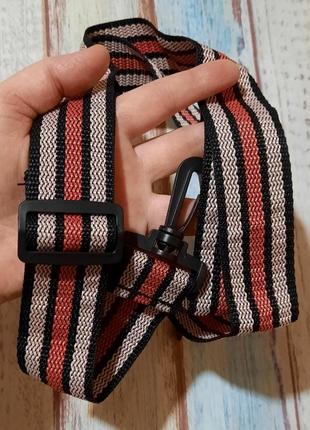Ремінь для сумки текстильний на карабінах ручка смугастий кольоровий3 фото