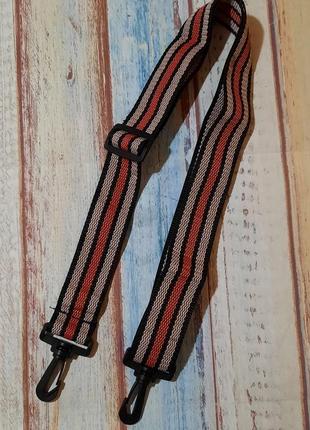 Ремінь для сумки текстильний на карабінах ручка смугастий кольоровий2 фото