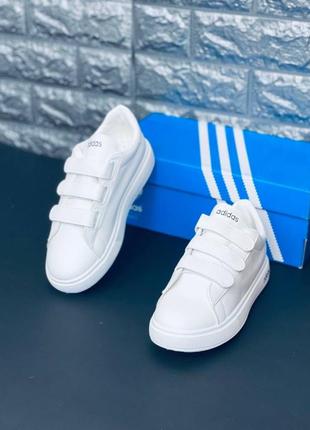 Кроссовки адедас adidas на липучках белые универсальные классические адидас, хит!6 фото