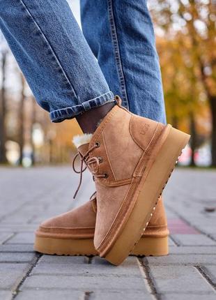 Угги, ugg neumel platform chestnut2 фото