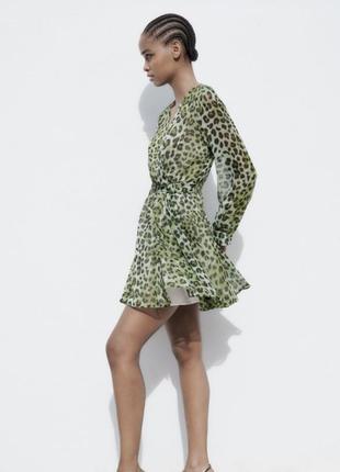 Шифоновое платье zara леопардовый размер s3 фото