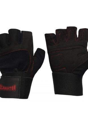 Чоловічі рукавиці для фітнесу/зала/тренувань gladiator glm-108 l антиковзні вставки чорно-червоні1 фото