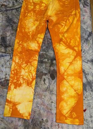 Allsaints штани джинси брюки custom кастом колір помаранч лава тайдай tie-dye stucked butcher denim jeans2 фото