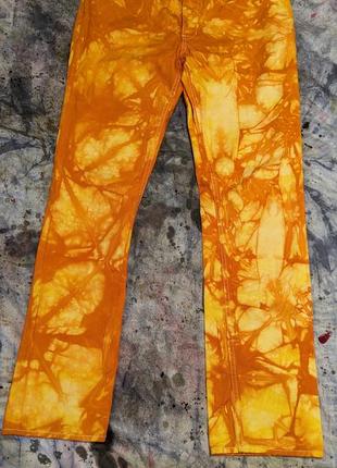 Allsaints штани джинси брюки custom кастом колір помаранч лава тайдай tie-dye stucked butcher denim jeans