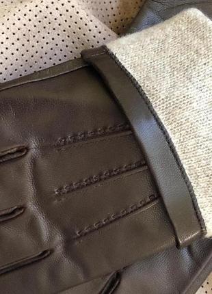 Перчатки мужские на шерстяной подкладке. цвет темно коричневый. размер 9"/24 см, 9,5"/ 25 см