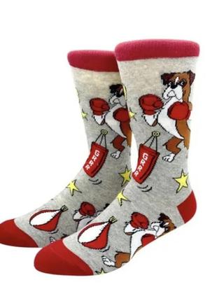Прикольні шкарпетки з принтом пса боксера .1 фото
